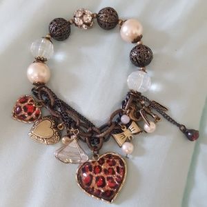Betsey Johnson Pink Sparkle Leopard Charm Bracelet